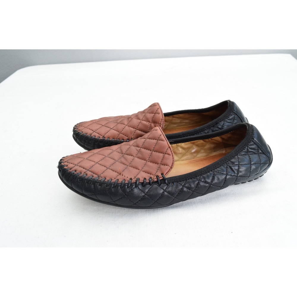 Robert Zur Quilted Leather Loafers Brown Black Womens Size 9 Driving